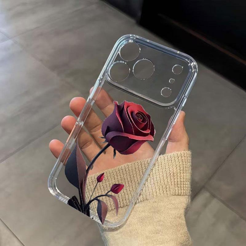 Dark Night Rose Full Coverage Phone Case for iPhone 13 To 17, 16 Pro Max and 15 Pro