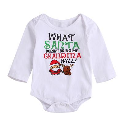 Infant Baby Boys Girls Christmas Long Sleeve Santa Print Jumpsuit Romper Outfit
