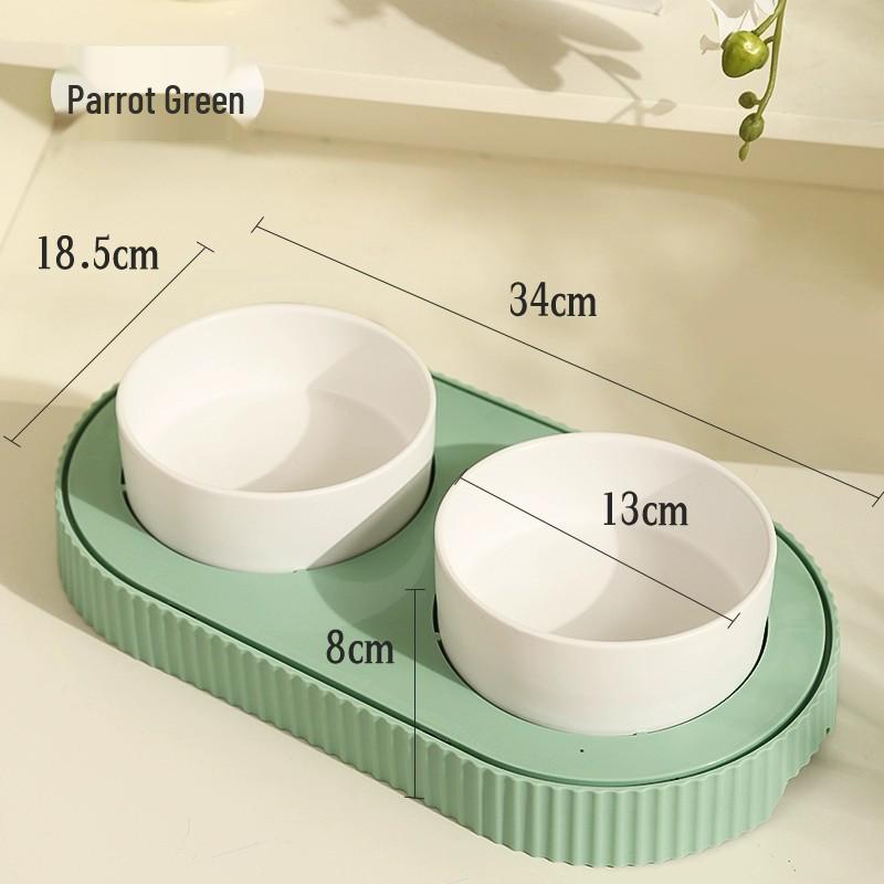 

Керамическая двойная миска для кошек и собак - Защита от опрокидывания, Защита от брызг, Защищает шейный отдел позвоночника