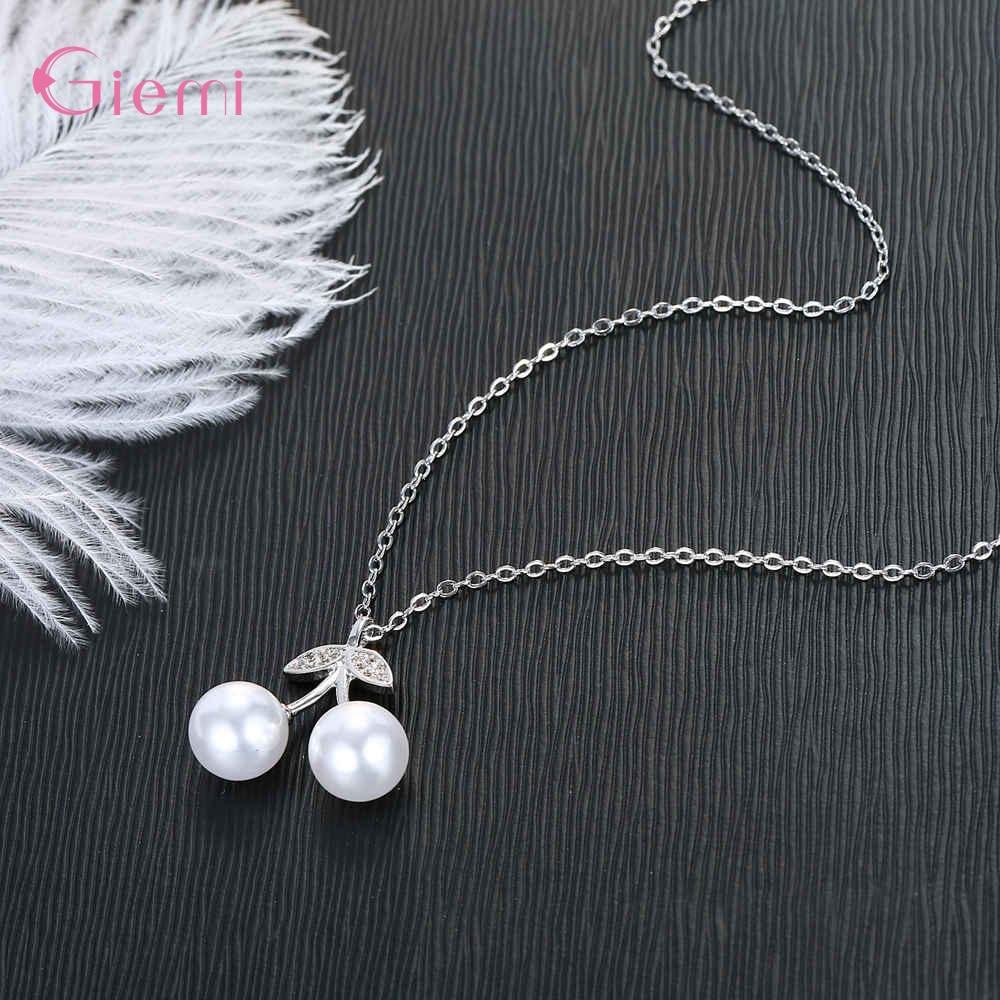 

925 стерлингового серебра жемчуг вишневый дизайн кулон ожерелье женские модные ювелирные изделия дропшиппинг акция новое поступление подарок девушке 45cm