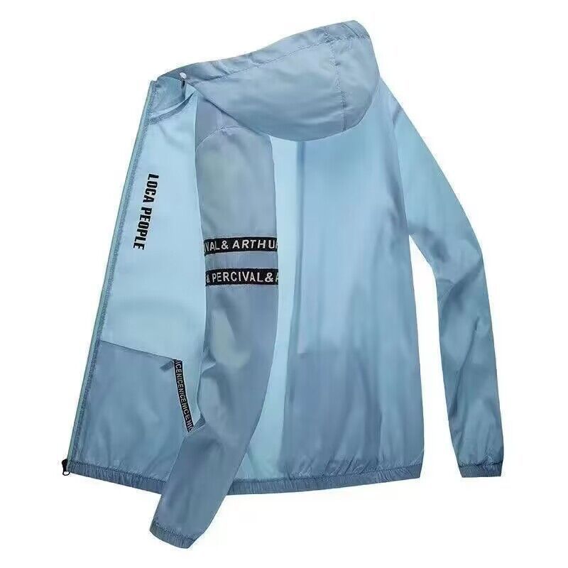 Summer Sun Protection Clothing Men's Casual Waterproof Quick-drying Bicycle Hooded Jacket Plus Size Hiking Thin Skin Windbreaker