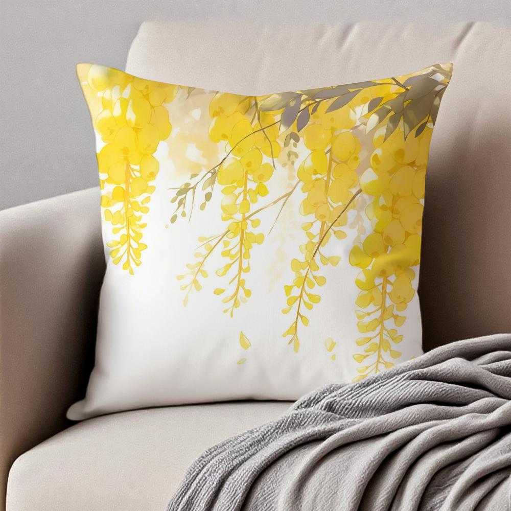 

Fashion Floral Art AAcacia Cushion Cover Pillowcase Antidustmite Invisible Zipper Short Plush Sofa Cushion 30X30cm