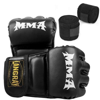 Gants de Boxe Doigts Ouverts LangRay pour Arts Martiaux Mixtes Muay et Gants d'Entraînement pour Hommes et Femmes MMA, Arts, Boxe, Thaï, Karaté, Taekwondo, Plus,