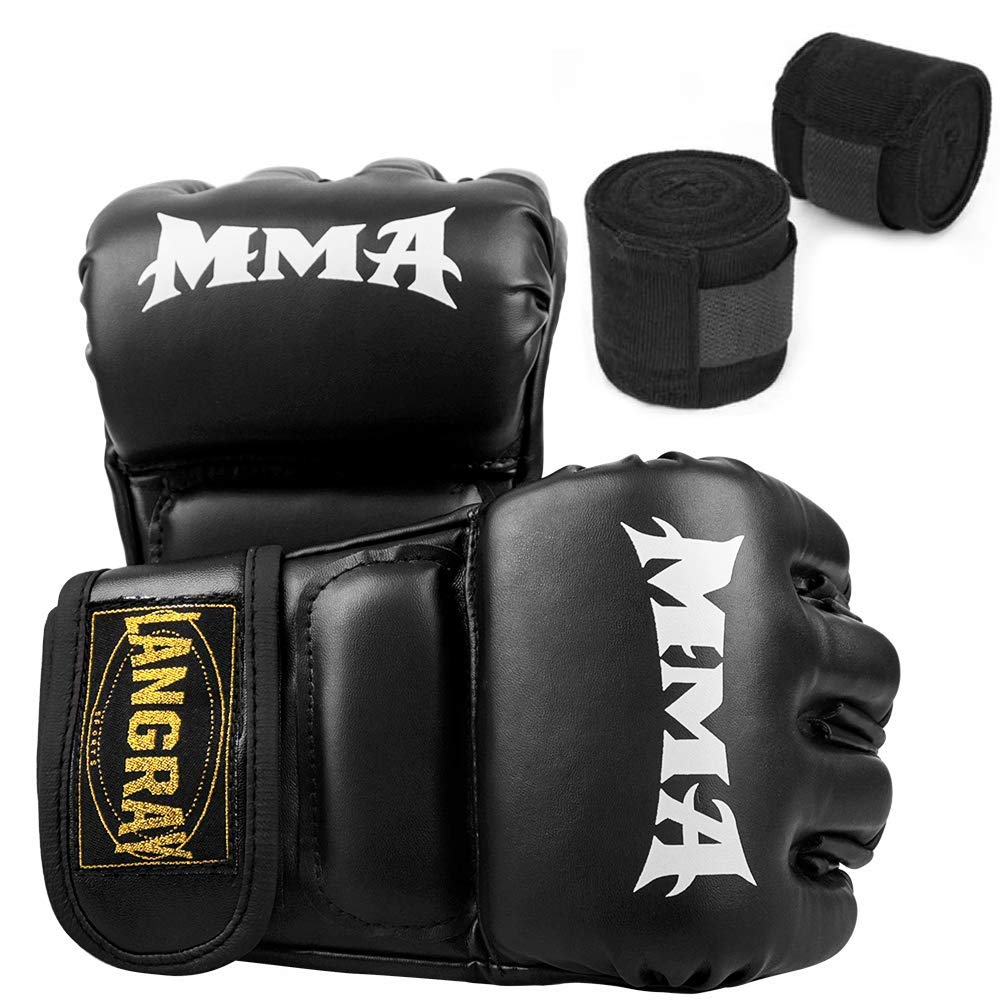 

LangRay Open Finger Boxing Gloves for Mixed Martial Muay and Training Gloves for Men and Women MMA, Arts, Boxing, Thai, Karate, Taekwondo, More,