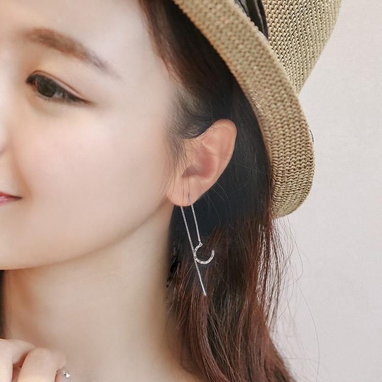 

BELLA BOX New 925 Sterling Silver Needle Wavy Tassel Ear Thread Women s Earrings In A Cold Style From Japan And South Korea серебряный