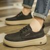 Fashion New Men's Casual Shoe Fashionable Thick-Soled Retro Work Shoe Classic Solid Color Anti-Slip And Versatile Lace-Up Walking Shoes