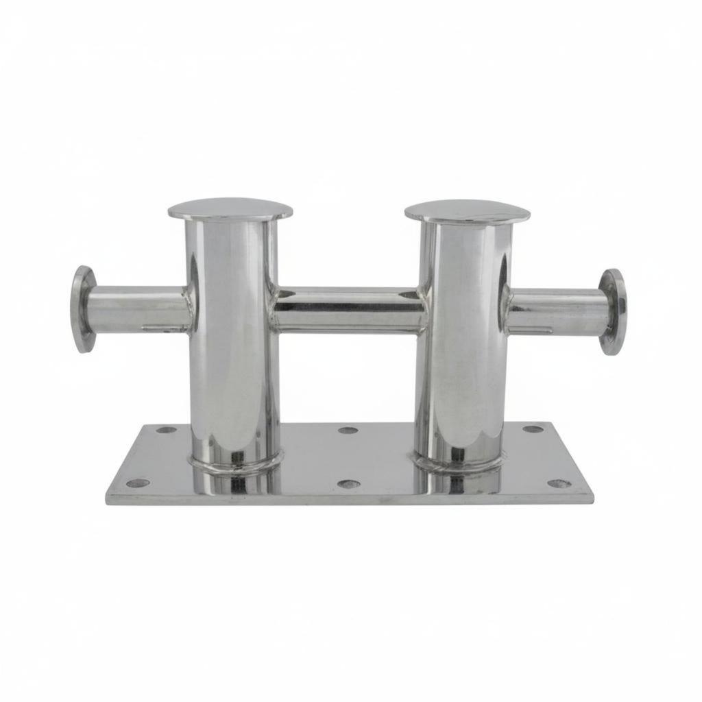Double CrossDocking Bollard Polished Finish Cross Stainless Steel Mooring Post for