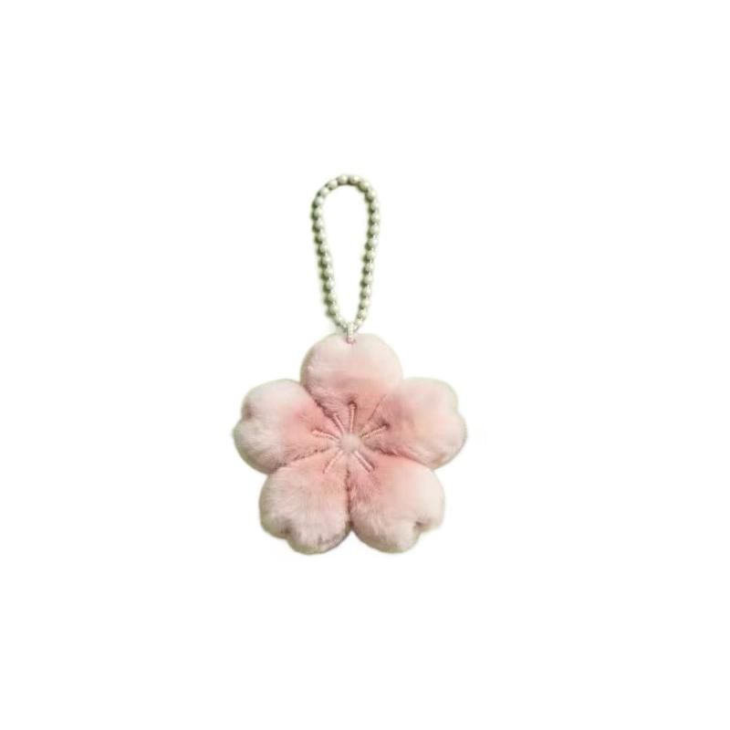 Fuzzy Plush Key Chain Soft Pearl Bead Chain Pendant Plush Flower Pendant Fluffy Sakura Key Chain For Backpack Decoration Mobile