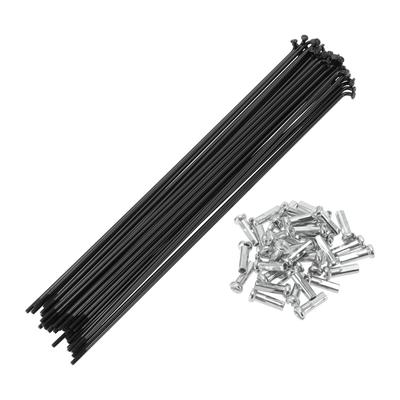 Motoforti Universal Bicycle Spokes, Bicycle Wheel Spokes, 14G, 197mm Length, Carbon Steel, Black, 1 Set