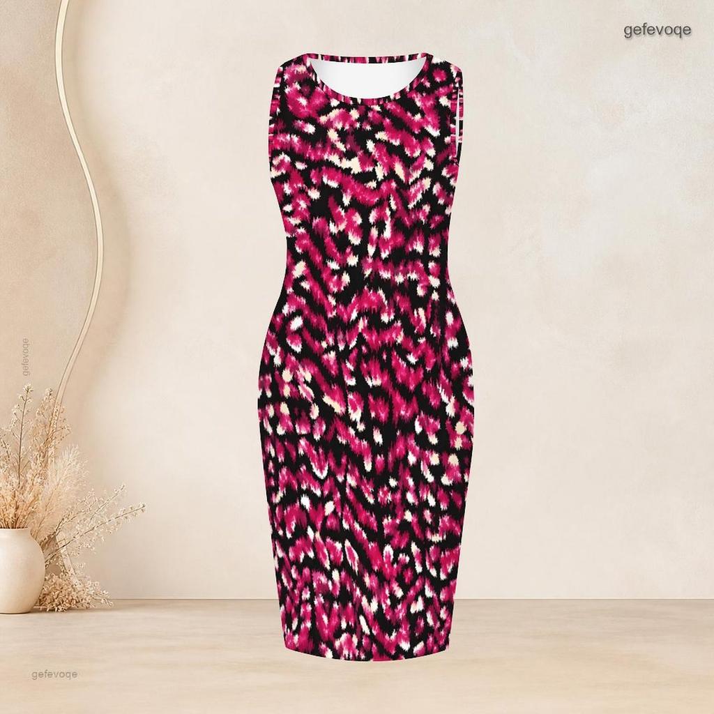 Women Plus Size Printed Two Piece Outfit Sleeveless Bodycon Dress Long Sleeve Draped Cardigan