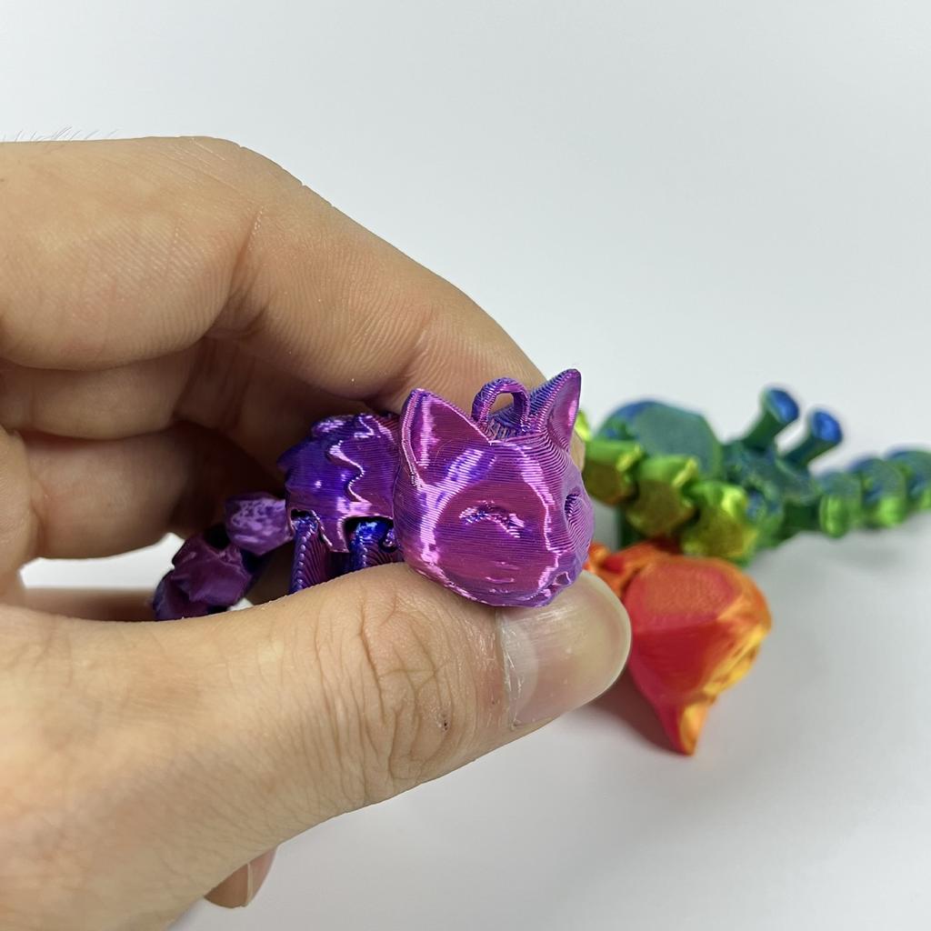 Artistic 3D Printed Cat Keychain Charm 3D Printed Cat Keyring With Movable Links For Unique And Stylish Key Accessory