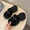 Thick-soled heightening cool slippers for women's summer wear 2025 new fashion with skirt one-word casual beach sandals