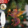 2Pcs Horse Pendant 2D Acrylic Animal Charm Christmas Tree Door Window Wall Hanging Ornament Automotive Decoration