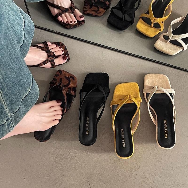 Wedge Heels Women's Shoes, Flip-flops Retro One-strap High-heeled Slippers