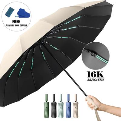 16K Dubbla Ben Stort Paraply Herr Dam Vindtät Kompakt Paraply Automatisk Vikning Business Lyx Sol Regn Paraply Resor