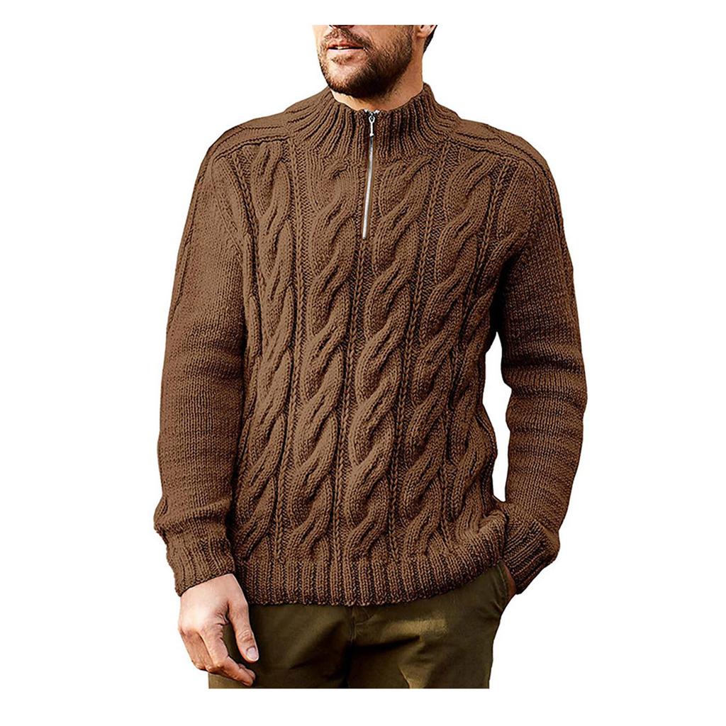 Men's Winter Turtleneck Long Sleeve Pullover Sweater Mock Neck Zipper Tops Sweater