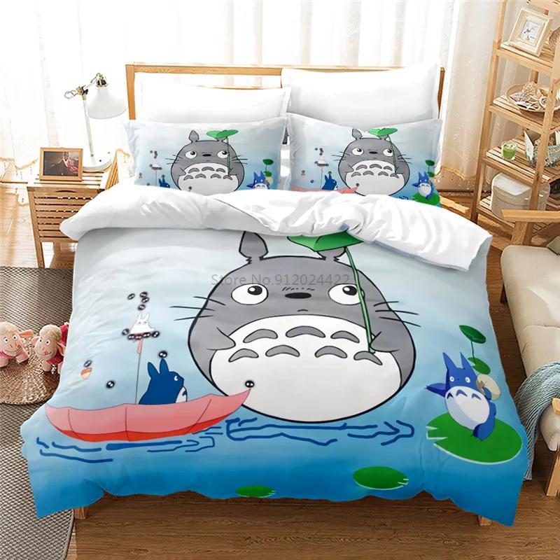 My Neighbor Totoro Cartoon 3d Bedding Set Anime Twin Full Queen King Comforter Cover Set with Pillowcase 2/3pcs Duvet Cover Sets