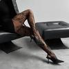 Kave High Elastic Black Hollowed Lace Fishnet Patterned Tights for Women Soft Nylon Solid Color Sweet Panyhose Toe Reinforcement