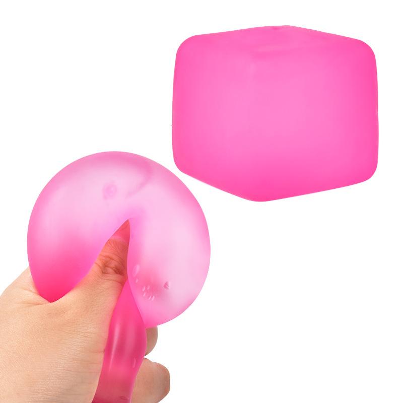 Random Colorfrosted Ice Cube Shaped Fidget Toy Square Stress Relief Ball Squishy Squeeze Toys For Anxiety Adhd Stress Relief Gif