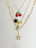 3pcs Leopard & Cherry Necklace Set, 8-Ball Billiard Dice Charm Necklace, Red Cherry Necklace, Fashionable Star Necklace, Classic Leopard Necklace