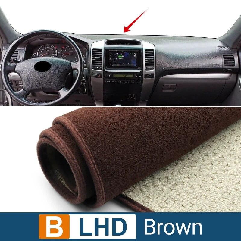 For Toyota Land Cruiser Prado 120 J120 2003-2006 2007 2008 2009 Bil Dashboard Deksel Unngå lyspute Anti-UV-tepper Sklisikker matte