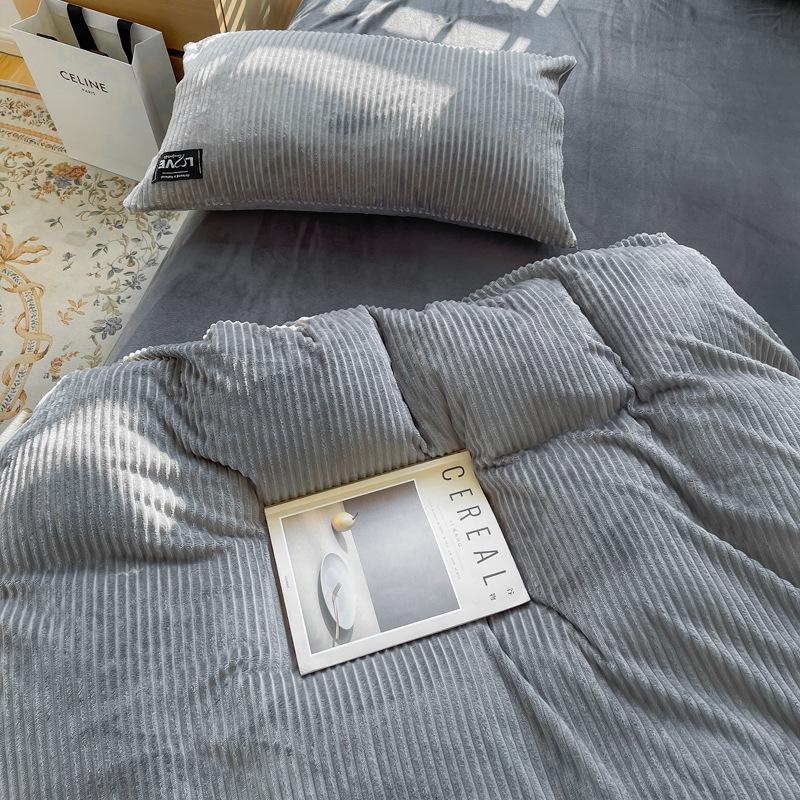 Winterbettwäsche-Set aus Korallenfleece: Plüsch Flanell Bettbezug & Bettlaken (3-teilig)