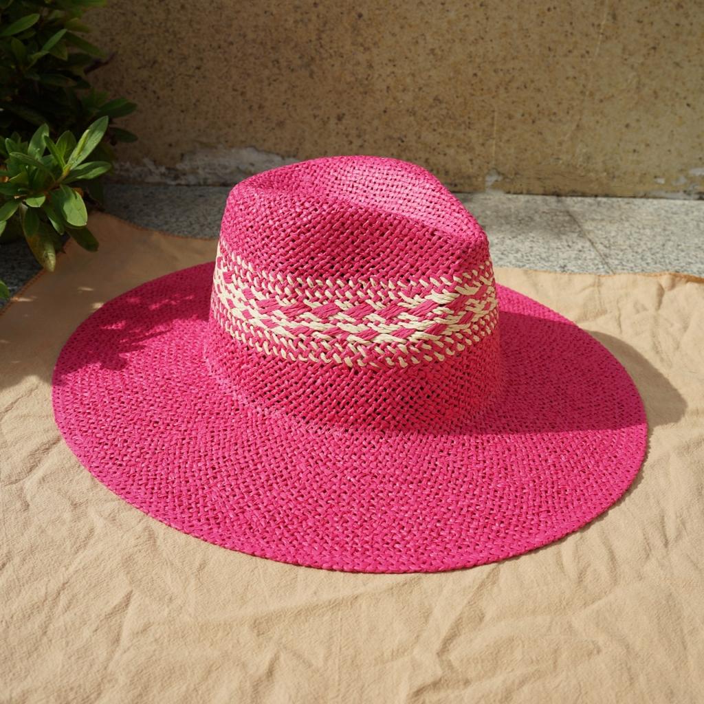 Japanese And Korean Version Of Small Fresh Hand-Woven Panama Wide-Brimmed Top Hat For Men And Women Summer Vacation Sunshade Sunscreen Straw Hat