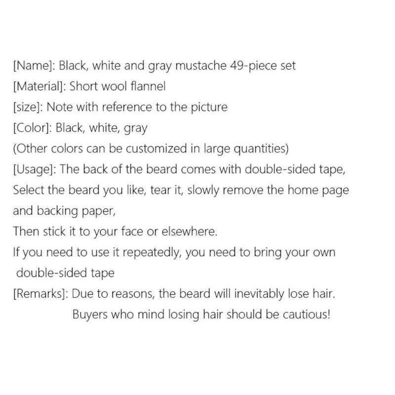 49Pcs Fake Mustaches selfs Adhesive Novelty Hairy Beard Costume Facials Hair for Christmas Party Supplies Decorations