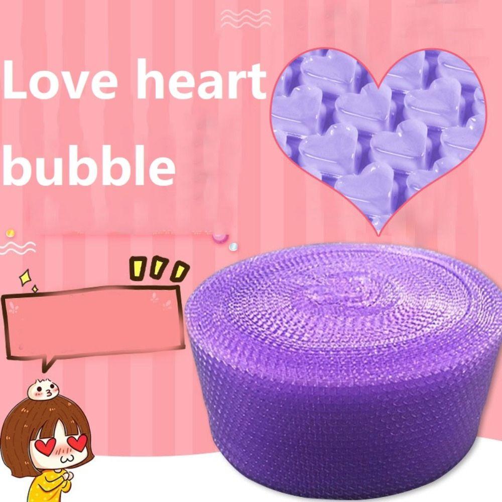 0.2*6M Lovely Thicked Heart Shape Bubble Wrap Shockproof Packaging Buffer Bubble Paper Foam Roll Buffer Packaging Goods Pack