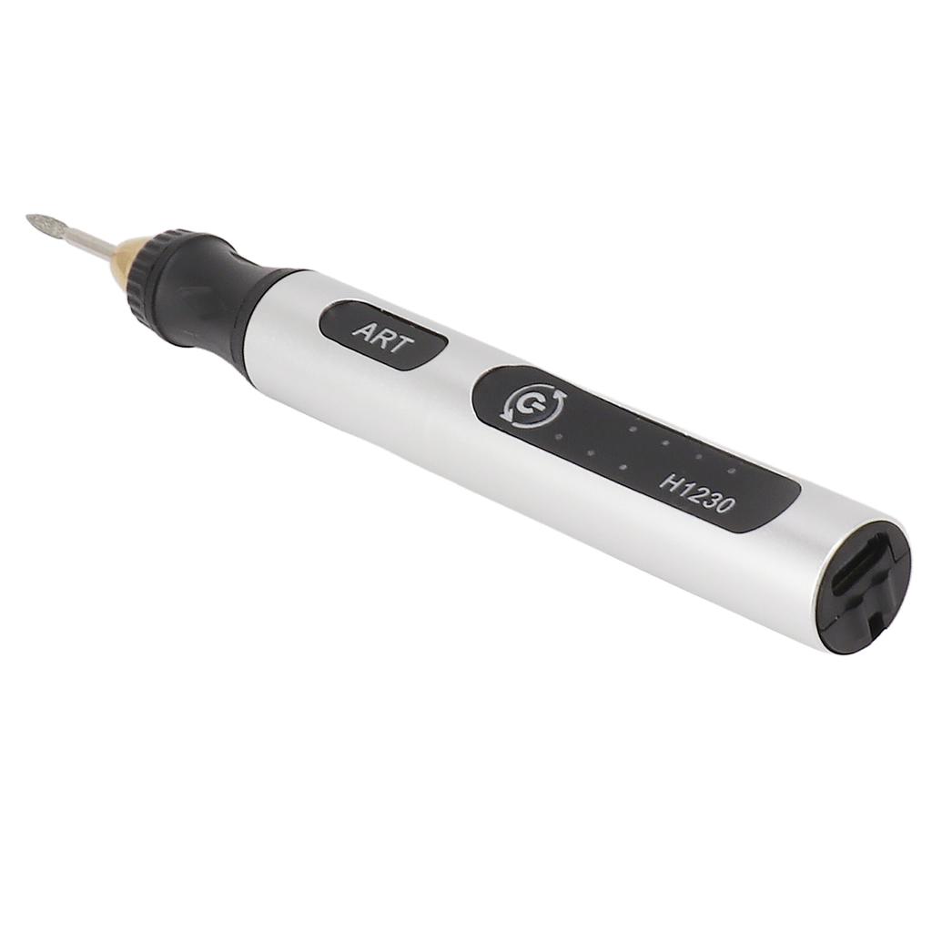 Portable Electric Engraving Tool Cordless Rotary Tool Non Slip Silver USB 4.2V 300mAh Engraving Pen for Metal Glass Wood