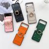 Ring Holder Phone Case  for Samsung Galaxy Z Flip6 Flip5 Flip4 Flip3 Flip 6 5 4 3 5G Folding Hinge Protection PU Leather Cover