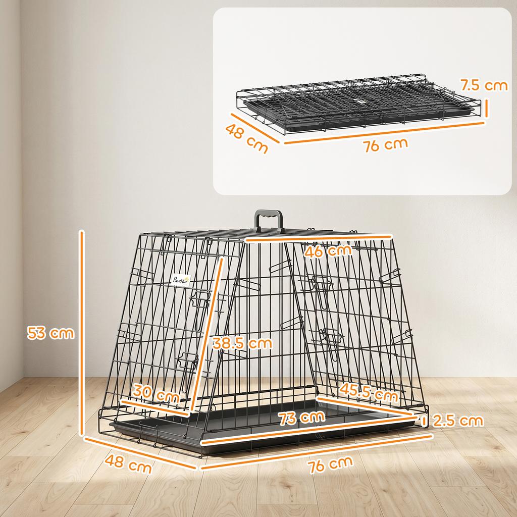 30"(76 cm) Car Dog Crate Collapsible Slanted with Tray & Handle
