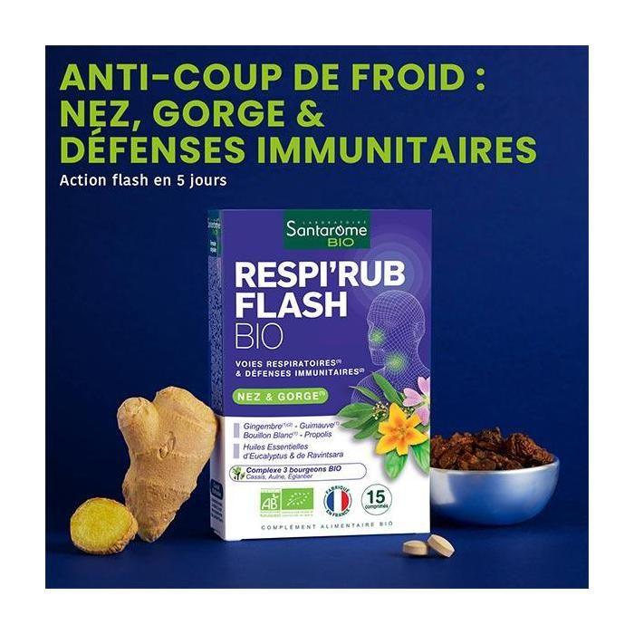 Santarome Bio - Respi#039;Rub Flash Bio - Nez Gorge - 15 Comprimés
