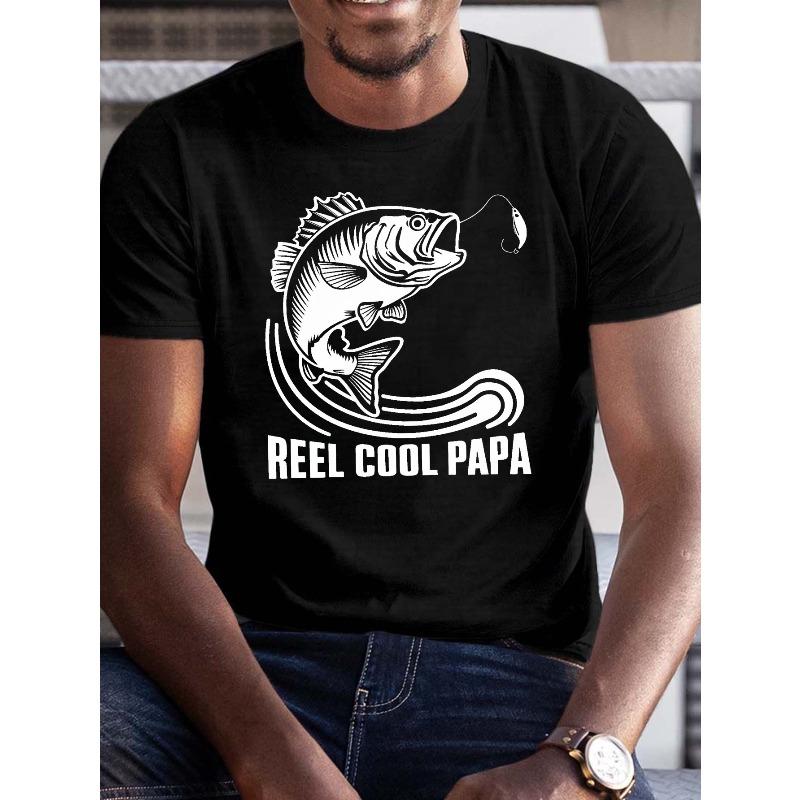 Европейский размер REEL COOL PAPA Футболка с принтом, Футболки для мужчин, Повседневная футболка с коротким рукавом для лета S чёрный