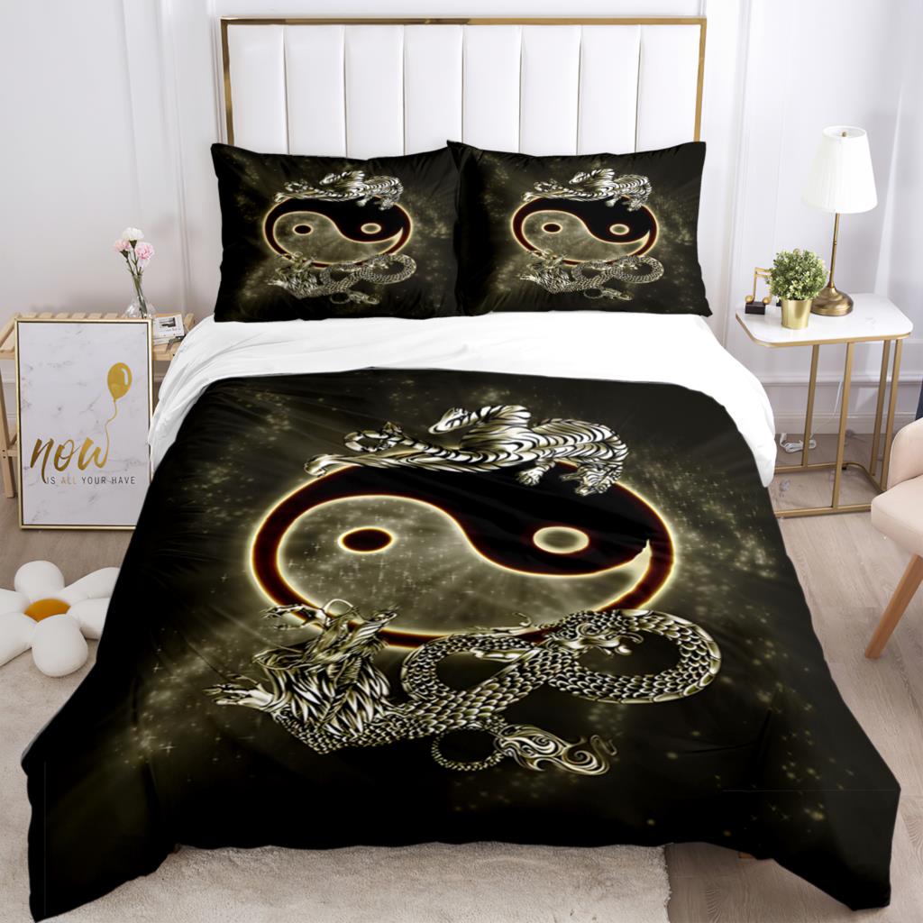 

Модный комплект постельного белья из 3 предметов с китайским принтом Тай-чи HD, для детей и взрослых, с пододеяльниками и наволочками EU single(135x200cm)