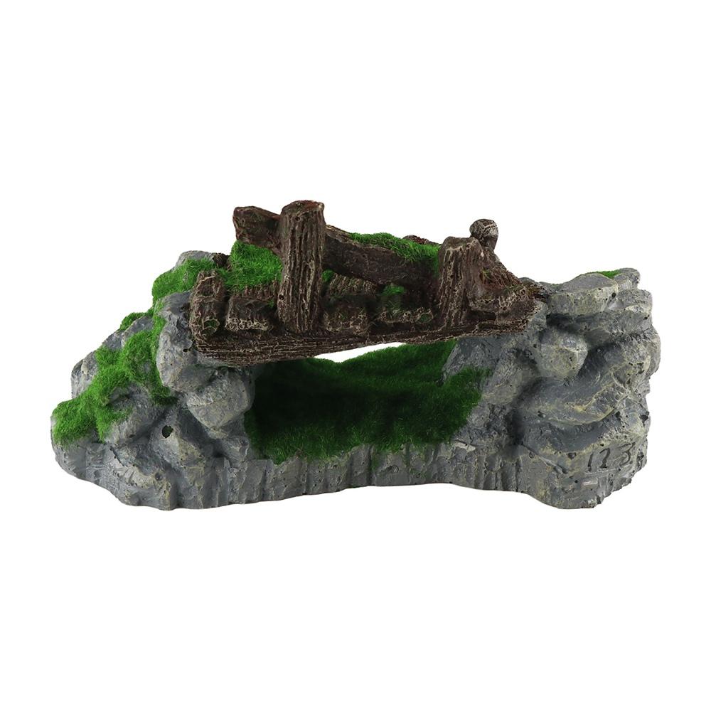 Resin Fish Tank Ornaments Moss Rockery Shape Bridge Ornament Aquarium Rockery  Desktop
