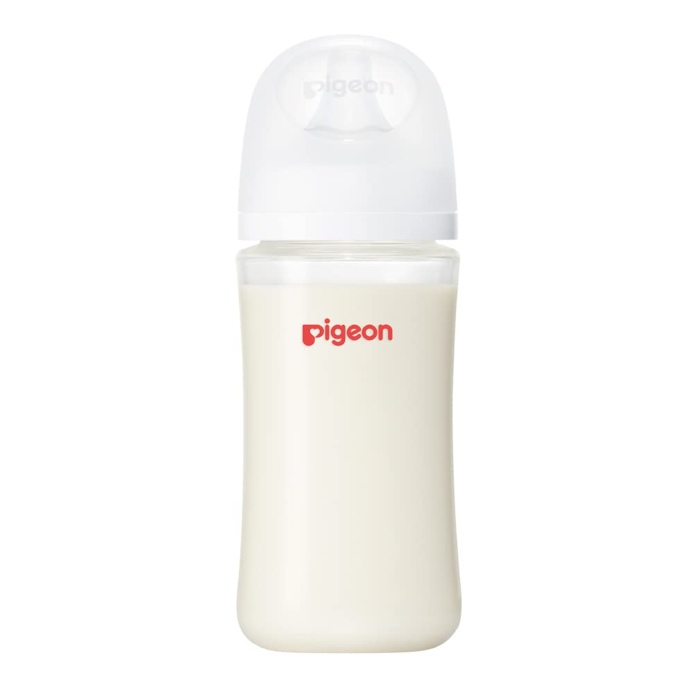Pigeon Breastfeeding Feeling Baby for Ages 3 Months and Made of Glass That Cools Quickly and Is for Hygiene Bottle, 240ml, Up, Heat-resistant