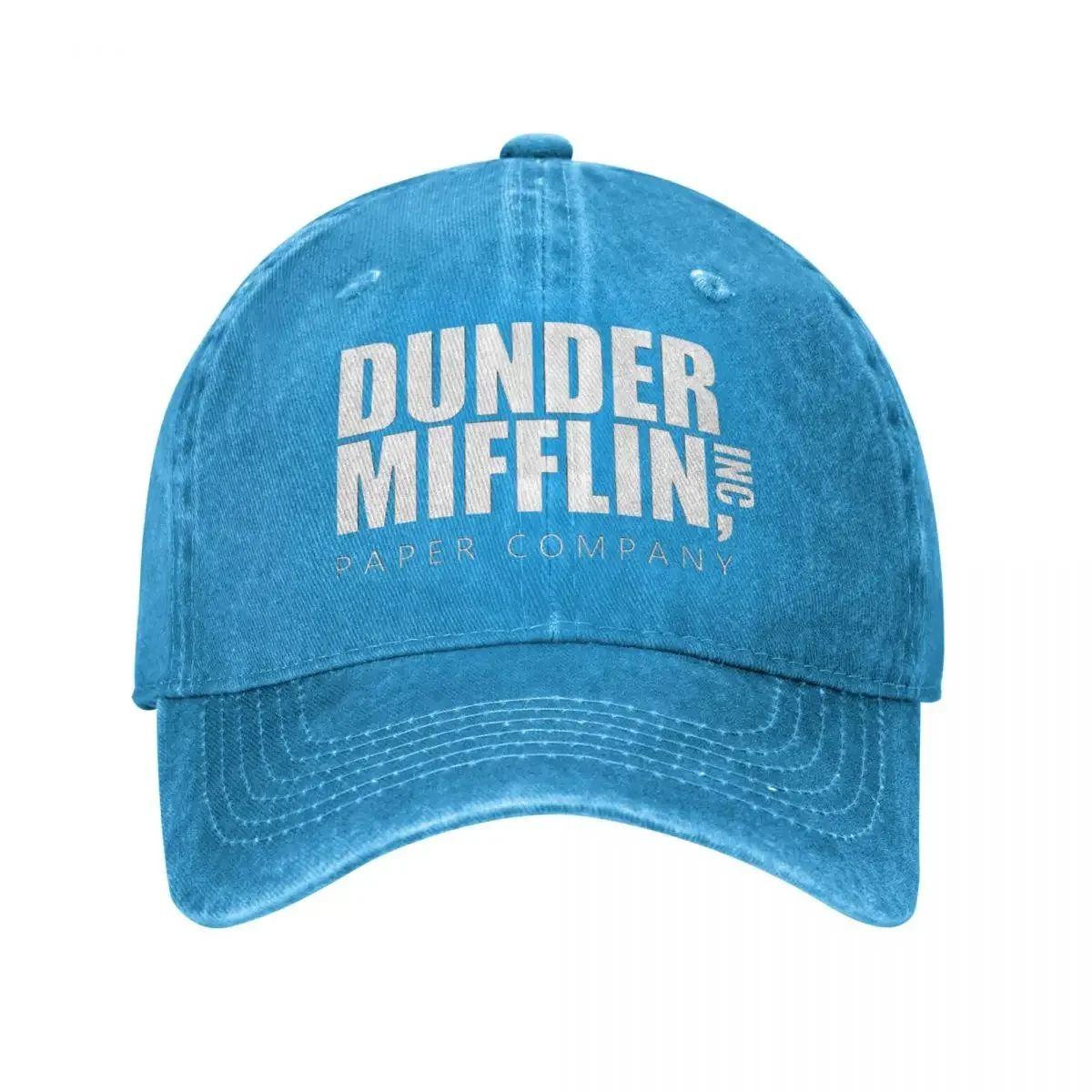 

Classic Dunder Mifflin Logo Baseball Caps Men Women Distressed Denim Washed Sun Cap The Office Travel Adjustable Hats Cap Adjustable озеро синього кольору
