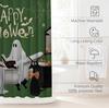 Cute Ghost Halloween Shower Curtain with Black Cat Pumpkin Boho Floral Pattern, Waterproof Heavy Duty Washable Bathroom Decor