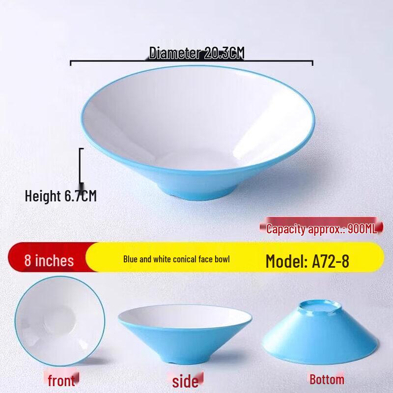 Commercial Melamine Anti-Drop Noodle & Soup Bowls (Set of 10)