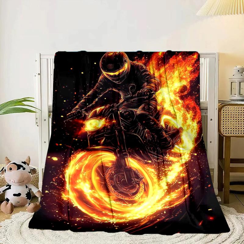 Motocross Rider In Action Blanket Flannel Blanket for Bed, Sofa, Camping, Hiking, Picnic Essentials, Gift for Family Fan Gifts