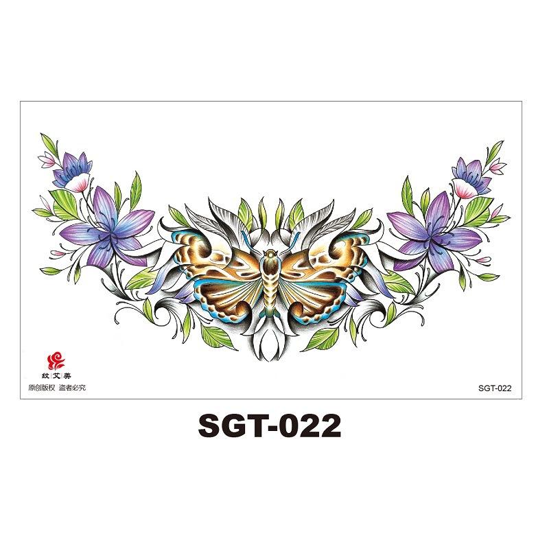 Chest Large Pattern Chest Sticker Male And Female Simulation Disposable Flower Body English Faucet Plain Flower Tattoo Sticker