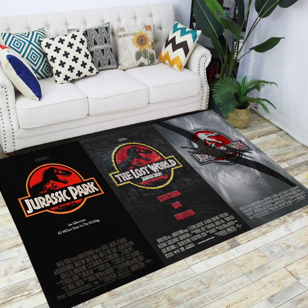Jurassic Park Dinosaur Cartoon Carpets Rugs Non-slip Area Rug for Living Room Bedroom Foot Pad Decoration,Child Game Floor Mat