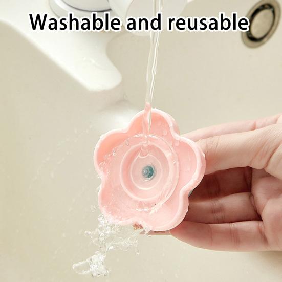 Flower Shape Suction Cup Hook, No-Drill Plastic Cabinet Handles, Rotatable Knob Adjustable Buckle for Kitchen Bathroom