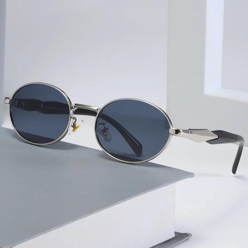 Luxury Advanced Oval Metal Round Frame Sunglasses Unisex Retro Uv Protection And Sun Protection Uv400 Shades Eyeglasses