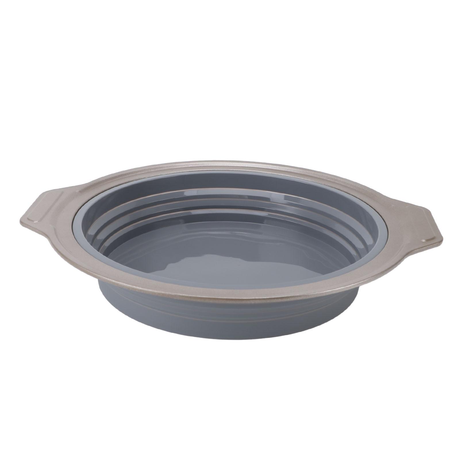 

Silicone Cake Pan Foldable Press Type Quick Release Round Baking Pan for Layer Cake Cheese Cake Chiffon Cake Grey L серый