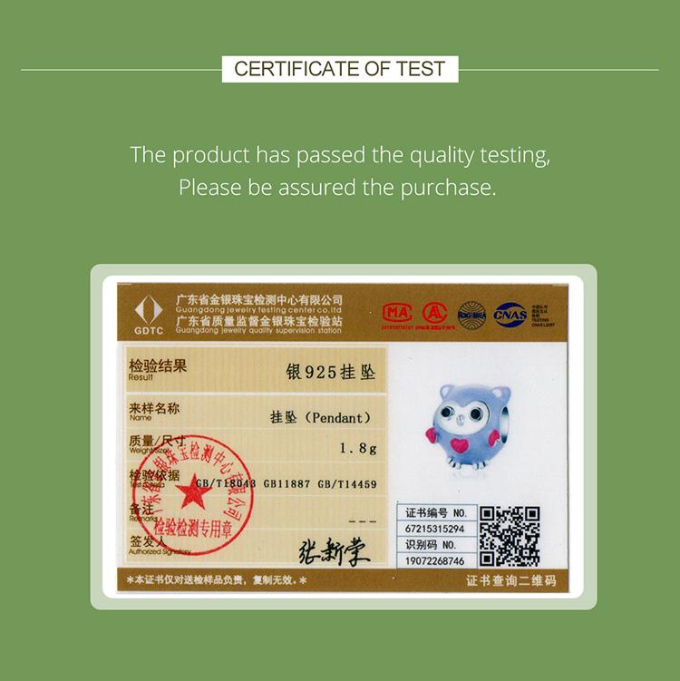 WOSTU Enamel Cartoon Purple Owl 925 Sterling Silver Charm Beads fit Bracelet Bangle Fine Jewelry