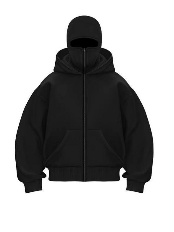 Unisex USDT Outdoor Kapuzenstrickjacke - Einfarbig, Doppelte Kapuze, Lockerer Schnitt für Frühling/Herbst