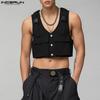 INCERUN Men Sleeveless Casual Loose Cargo Crop Tank Tops Waistcoat