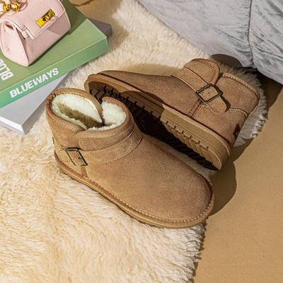 Snow Boots Men's New Winter Cowhide Warm and Velvet Non-slip Bread Shoes Waterproof Cotton Shoes Men
